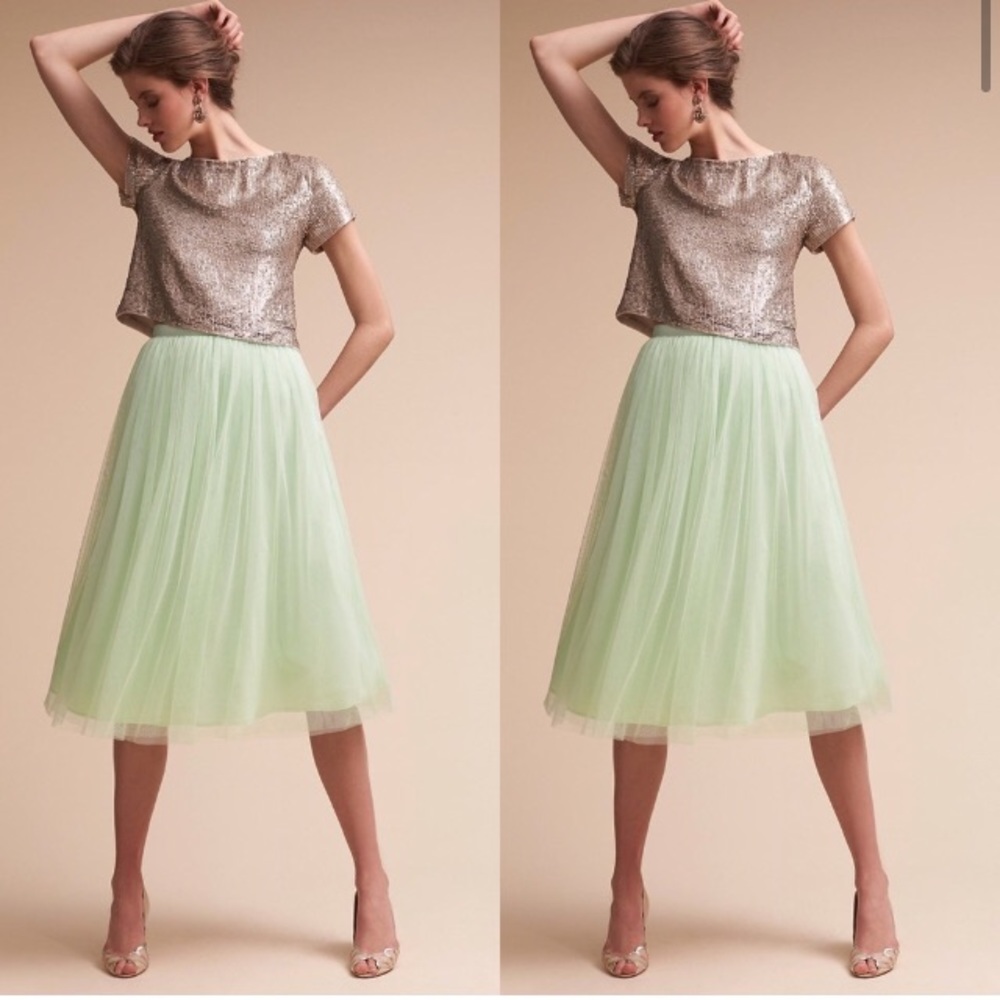 Anthropologie x BHLDN Leena Tulle Skirt Pistachio